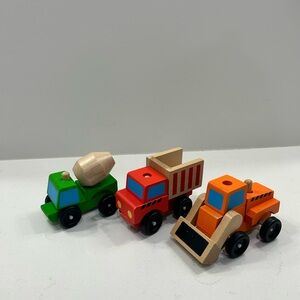 Melissa & Doug Stacking Construction Vehicles (Cement Mixer Missing 1 Piece)